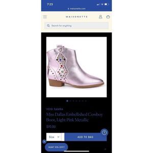 YOSI SAMRA Miss Dallas Embellished Cowboy Boot, Light Pink Metallic